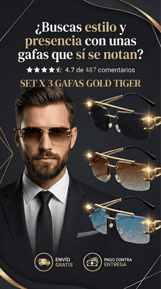 GOLDEN TIGER | 3 Gafas de sol estilo premium para hombres