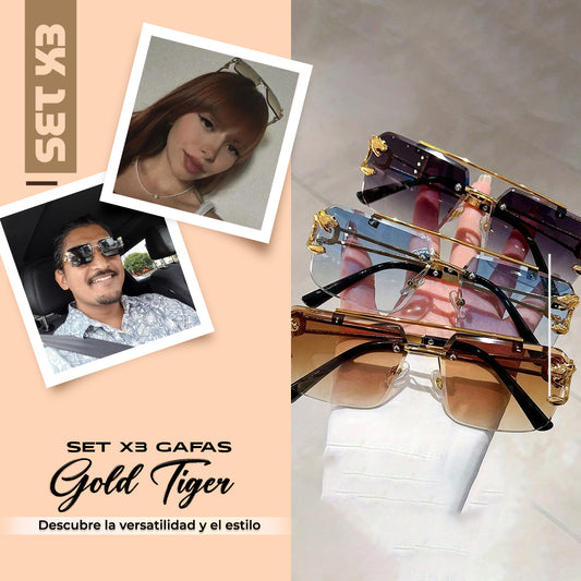 🔥OFERTA LIMITADA🔥SET X3 GAFAS GOLD TIGER